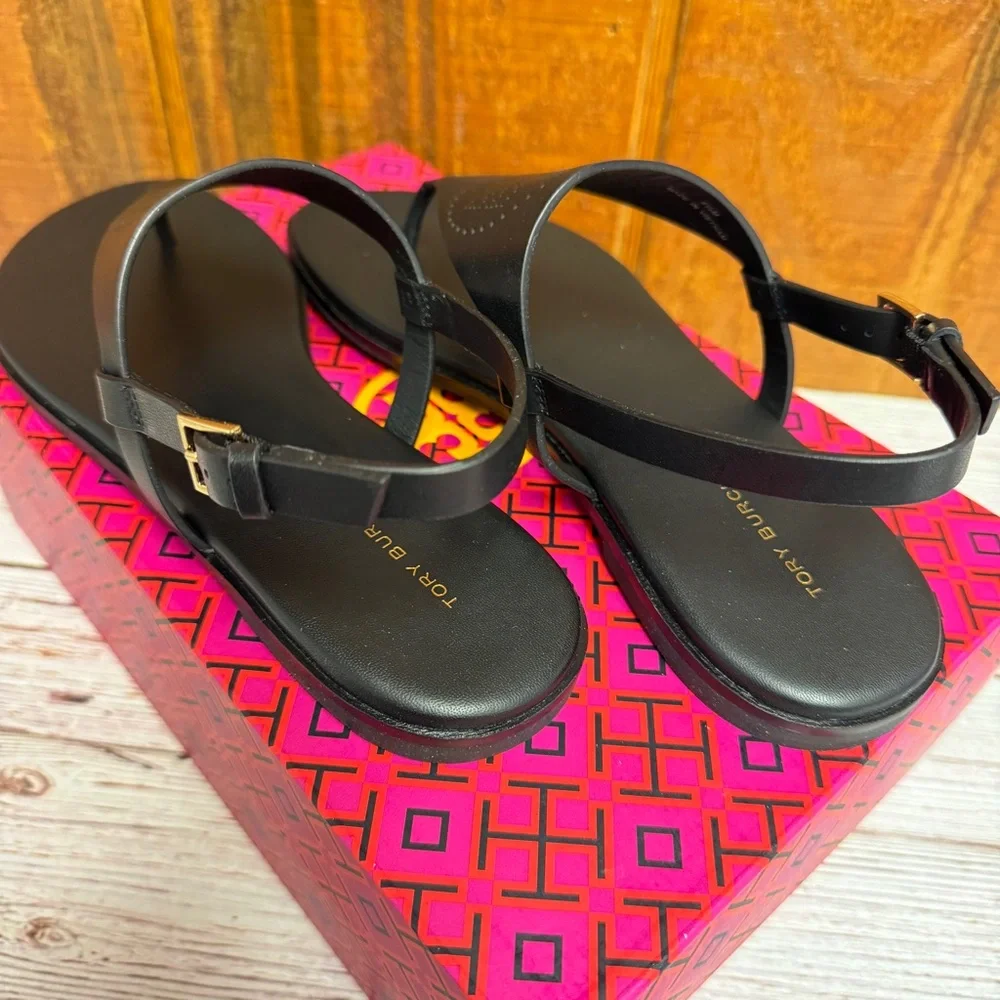 Tory Burch Capri Perf Leather Sandal - Perfect Black